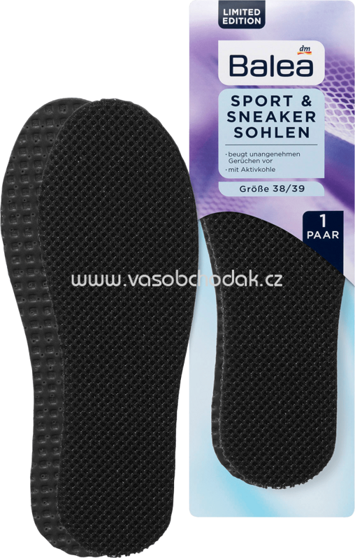Balea Sport- & Sneakersohlen schwarz Größe 38/39, 1 Paar