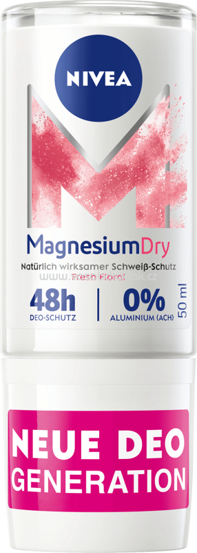 NIVEA Deo Roll On Deodorant Magnesium Dry Fresh Floral, 50 ml