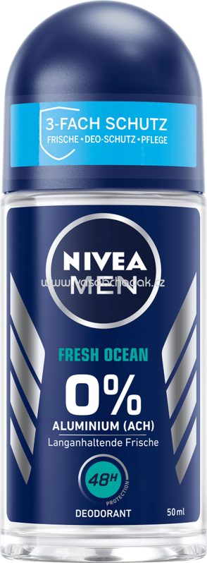 NIVEA MEN Deo Roll On Deodorant Fresh Ocean, 50 ml