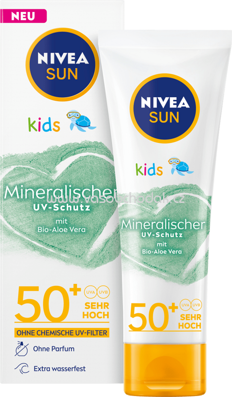 NIVEA SUN Sonnencreme Gesicht, Kids, mineralischer UV-Schutz, LSF 50+, 50 ml