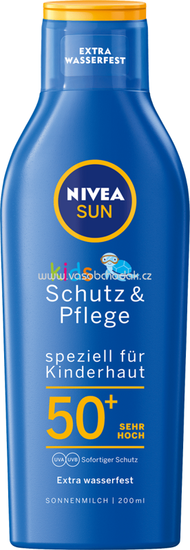 NIVEA SUN Sonnenmilch Kids, Schutz & Pflege, LSF 50+, 200 ml