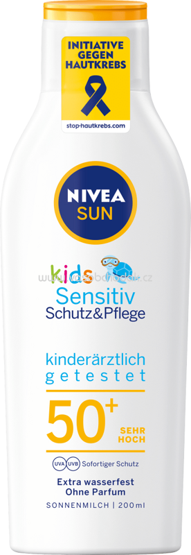NIVEA SUN Sonnenmilch Kids, Schutz & Pflege sensitiv, LSF 50+, 200 ml