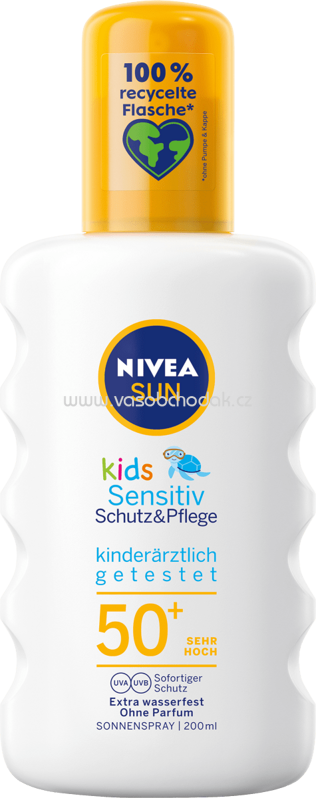 NIVEA SUN Sonnenspray Kids, Schutz & Pflege sensitiv, LSF 50, 200 ml NIVEA SUN Sonnenspray Kids, Schutz & Pflege sensitiv, LSF 50, 200 ml