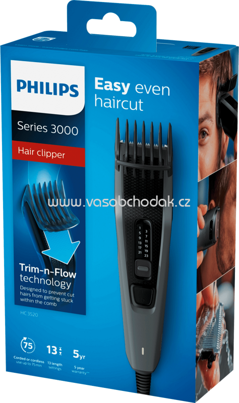 Philips Haarschneider Series 3000 Trim-n-Flow-Technologie HC3520/15, 1 St Philips Haarschneider Series 3000 Trim-n-Flow-Technologie HC3520/15, 1 St