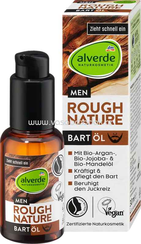 alverde MEN Bartöl Rough Nature, 30 ml