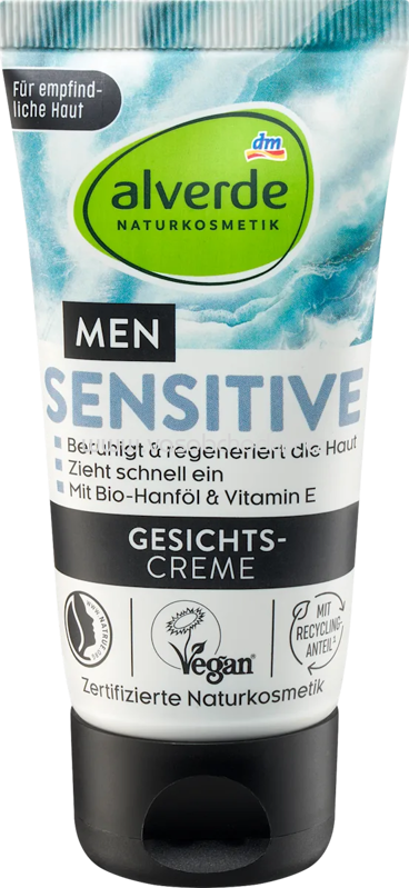 alverde MEN Gesichtscreme sensitive, 50 ml