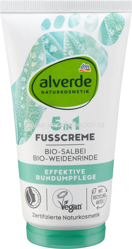 alverde NATURKOSMETIK Fußcreme 5in1 mit Salbei & Weidenrinde, 75 ml alverde NATURKOSMETIK Fußcreme 5in1 mit Salbei & Weidenrinde, 75 ml