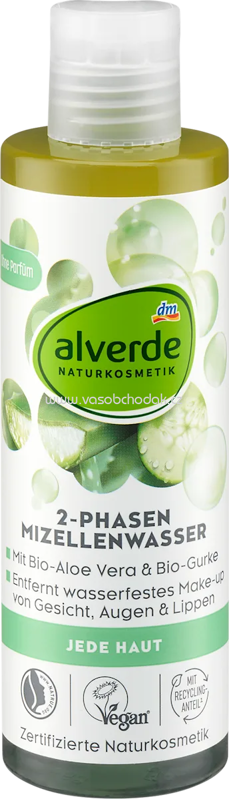 alverde NATURKOSMETIK Mizellenwasser 2-Phasen Aloe Vera, Gurke, 200 ml alverde NATURKOSMETIK Mizellenwasser 2-Phasen Aloe Vera, Gurke, 200 ml