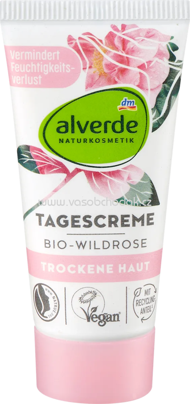 alverde NATURKOSMETIK Tagescreme Wildrose Reisegröße, 10 ml