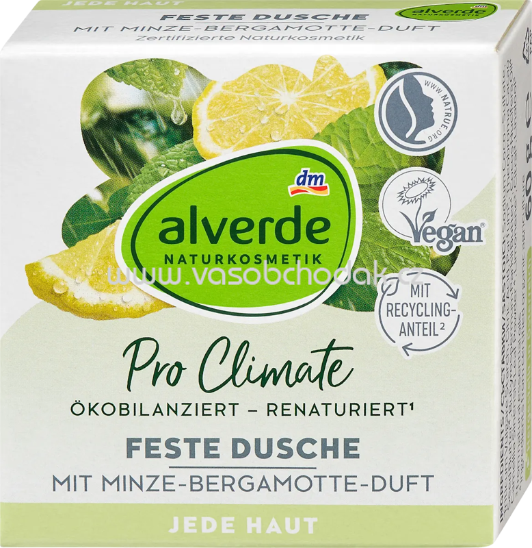 alverde NATURKOSMETIK Festes Duschgel mit Minze-Bergamotte-Duft, 60 g alverde NATURKOSMETIK Festes Duschgel mit Minze-Bergamotte-Duft, 60 g