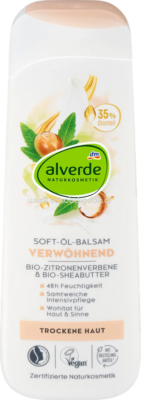 alverde NATURKOSMETIK Soft-Öl-Balsam Verwöhnend Bio-Zitronenverbene, Bio-Sheabutter, 250 ml