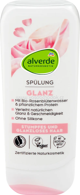 alverde NATURKOSMETIK Conditioner Glanz Rosenblütenwasser & pflanzlichem Protein, 200 ml