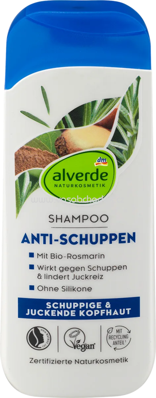 alverde NATURKOSMETIK Shampoo Anti-Schuppen Paranuss, Rosmarin, 200 ml