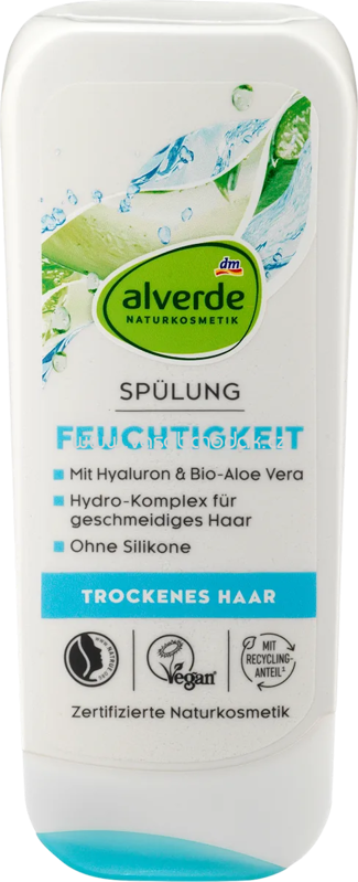 alverde NATURKOSMETIK Conditioner Feuchtigkeit Aloe Vera & Hyaluron, 200 ml