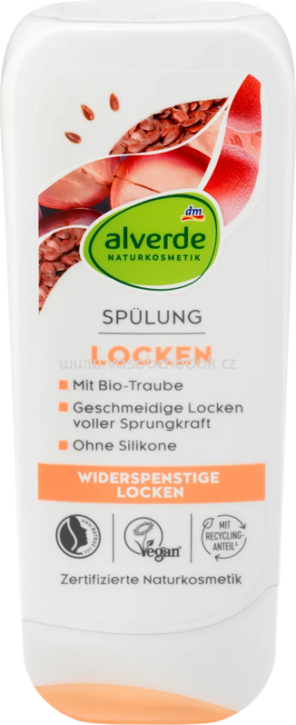 alverde NATURKOSMETIK Conditioner Locken Leinsamen, Traube, 200 ml