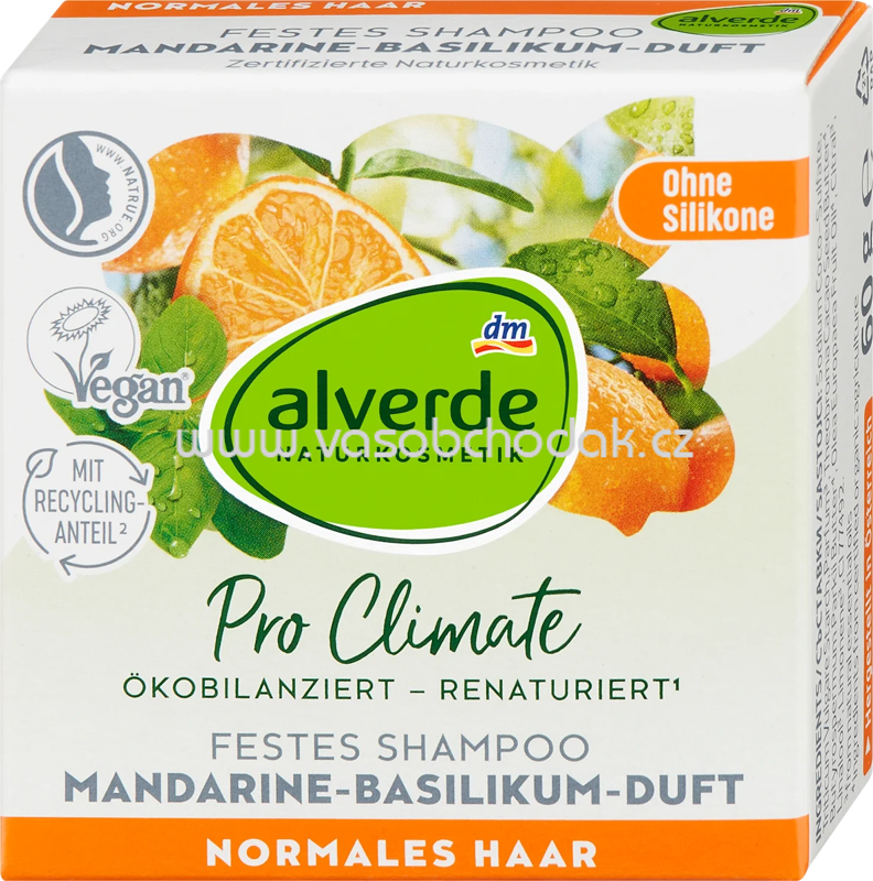 alverde NATURKOSMETIK Festes Shampoo Mandarine-Basilikum, 60 g
