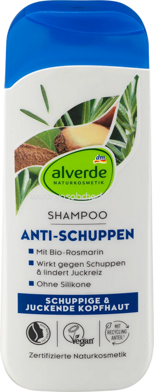 alverde NATURKOSMETIK Shampoo Anti-Schuppen Paranuss, Rosmarin, 200 ml
