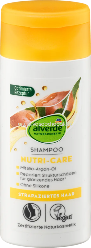 alverde NATURKOSMETIK Shampoo Nutri Care Arganöl und Jojoba-Extrakt Reisegröße, 50 ml