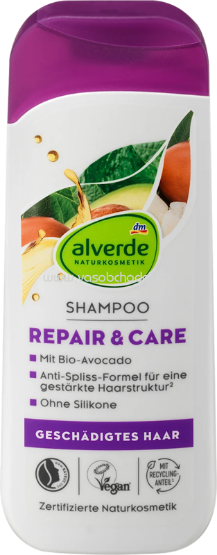 alverde NATURKOSMETIK Shampoo Repair Avocado, Sheabutter, 200 ml