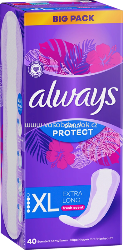 always Slipeinlagen Daily Protect Extra Long mit Frischeduft, Big Pack, 40 St always Slipeinlagen Daily Protect Extra Long mit Frischeduft, Big Pack, 40 St