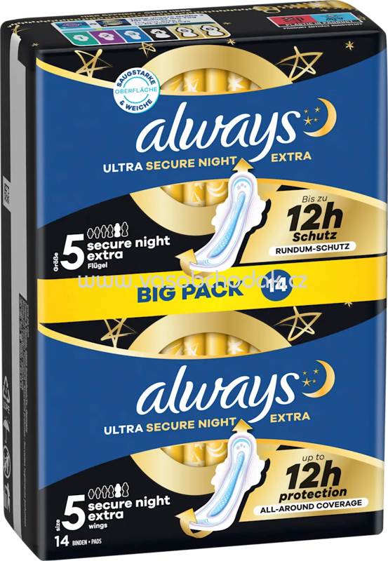 always Ultra-Binden Secure Night Extra 5 mit Flügeln, Big Pack, 14 St always Ultra-Binden Secure Night Extra 5 mit Flügeln, Big Pack, 14 St