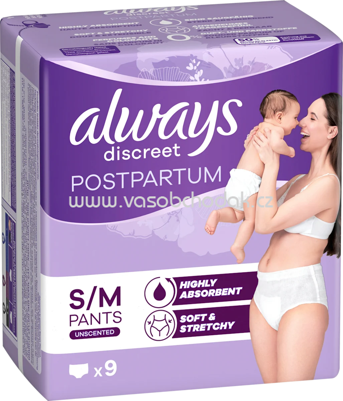 always discreet Wochenbett Pants Postpartum, Gr. S/M, 9 St