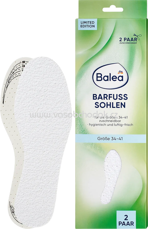 Balea Einlegesohlen Barfuß weiß, Gr. 34-41, 2 Paar, 4 St Balea Einlegesohlen Barfuß weiß, Gr. 34-41, 2 Paar, 4 St