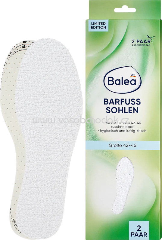 Balea Einlegesohlen Barfuß weiß, Gr. 42-46, 2 Paar, 4 St Balea Einlegesohlen Barfuß weiß, Gr. 42-46, 2 Paar, 4 St