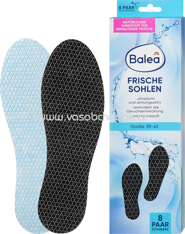 Balea Einlegesohlen Frischesohlen schwarz, Gr. 39-41, 8 Paar, 16 St Balea Einlegesohlen Frischesohlen schwarz, Gr. 39-41, 8 Paar, 16 St