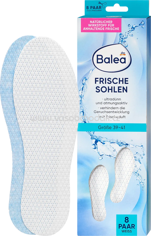 Balea Einlegesohlen Frischesohlen weiß, Gr. 39-41, 8 Paar, 16 St Balea Einlegesohlen Frischesohlen weiß, Gr. 39-41, 8 Paar, 16 St