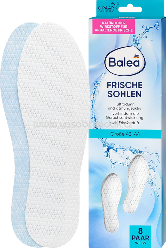 Balea Einlegesohlen Frischesohlen weiß, Gr. 42-43, 8 Paar, 16 St Balea Einlegesohlen Frischesohlen weiß, Gr. 42-43, 8 Paar, 16 St
