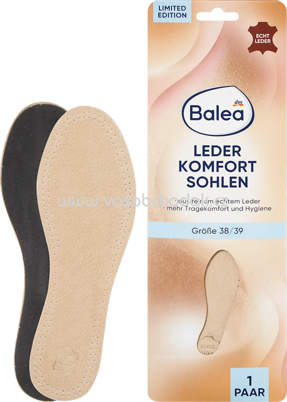 Balea Einlegesohlen Leder, Gr. 38/39, 1 Paar, 2 St Balea Einlegesohlen Leder, Gr. 38/39, 1 Paar, 2 St