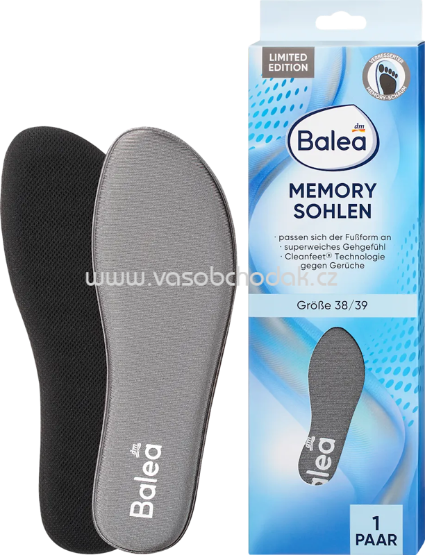 Balea Einlegesohlen Memory Foam, Gr. 38/39, 1 Paar, 2 St Balea Einlegesohlen Memory Foam, Gr. 38/39, 1 Paar, 2 St
