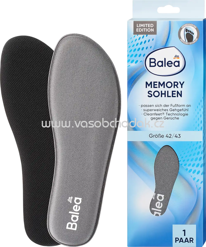 Balea Einlegesohlen Memory Foam, Gr. 42/43, 1 Paar, 2 St Balea Einlegesohlen Memory Foam, Gr. 42/43, 1 Paar, 2 St