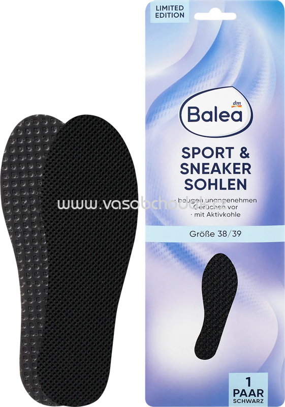 Balea Einlegesohlen Sport & Sneaker schwarz, Gr. 38/39, 1 Paar, 2 St Balea Einlegesohlen Sport & Sneaker schwarz, Gr. 38/39, 1 Paar, 2 St