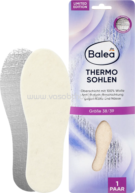 Balea Einlegesohlen Thermo Gr. 38/39, 1 Paar, 1 St Balea Einlegesohlen Thermo Gr. 38/39, 1 Paar, 1 St