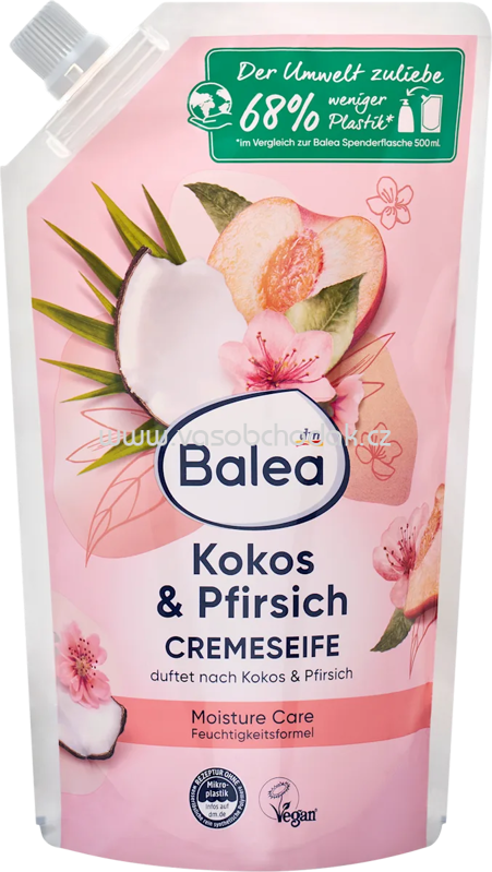 Balea Cremeseife Pfirsich & Kokos Nachfüllpack, 500 ml