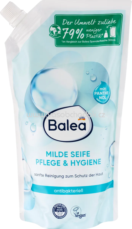 Balea Flüssigseife, milde Seife Pflege & Hygiene, antibakteriell, Nachfüllpack, 500 ml