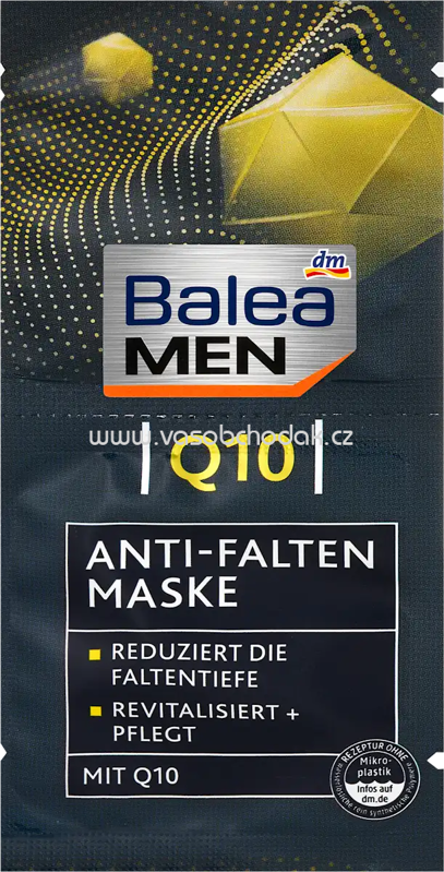 Balea MEN Anti Falten Gesichtsmaske Q10, 2x8 ml, 16 ml Balea MEN Anti Falten Gesichtsmaske Q10, 2x8 ml, 16 ml