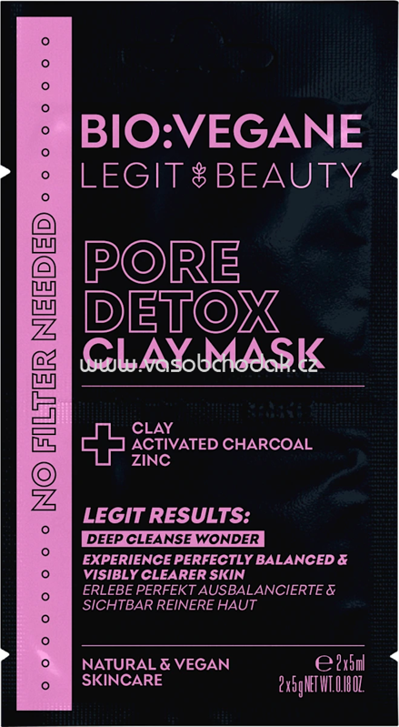 BIO VEGANE Gesichtsmaske Pore Detox Clay Mask 2x5 ml, 10 ml
