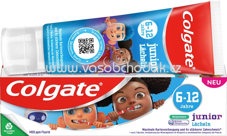 Colgate Zahnpasta Kinder, Junior Lächeln 6-12 Jahren, 75 ml Colgate Zahnpasta Kinder, Junior Lächeln 6-12 Jahren, 75 ml