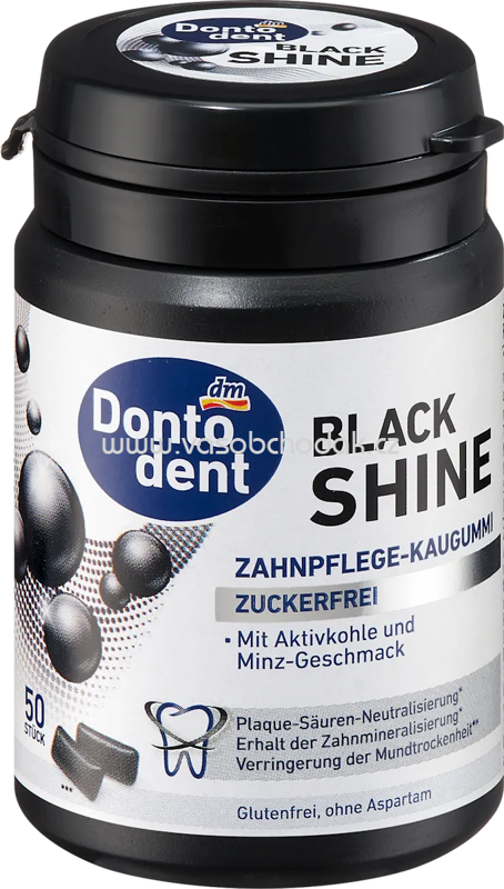 Dontodent Kaugummi, Black Shine mit Aktivkohle, 50 St