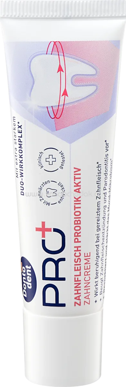 Dontodent PRO+ Zahnpasta PRO+ Zahnfleisch Probiotik Aktiv, Reisegröße, 20 ml Dontodent PRO+ Zahnpasta PRO+ Zahnfleisch Probiotik Aktiv, Reisegröße, 20 ml