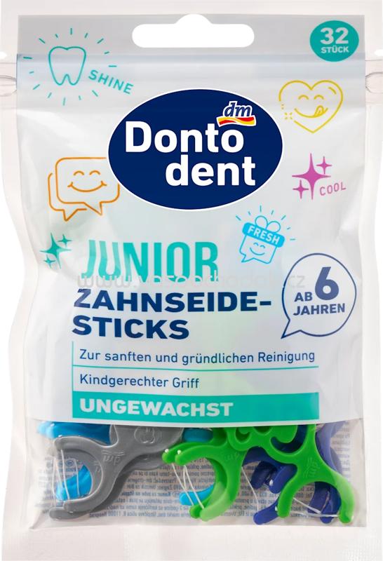 Dontodent Zahnseidesticks Junior ab 6 Jahren, 32 St