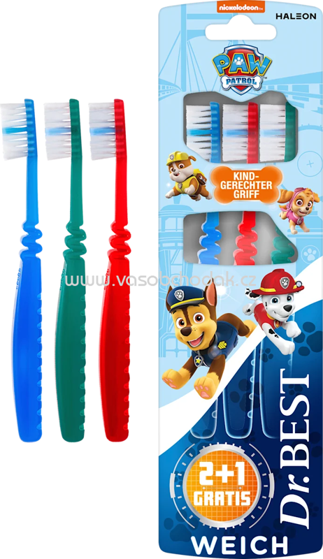 Dr. Best Zahnbürste Kinder Paw Patrol, bis 7 Jahren Vorteilspack (2+1 Gratis), 3 St Dr. Best Zahnbürste Kinder Paw Patrol, bis 7 Jahren Vorteilspack (2+1 Gratis), 3 St