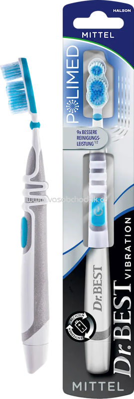 Dr. Best Zahnbürste mit Batterie Polimed mittel, 1 St Dr. Best Zahnbürste mit Batterie Polimed mittel, 1 St