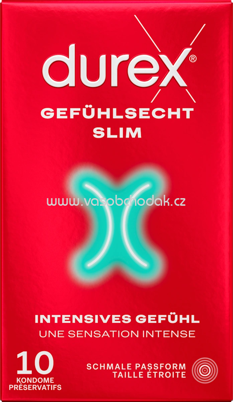Durex Kondome Gefühlsecht Slim fit, Breite 52,5 mm, 10 St