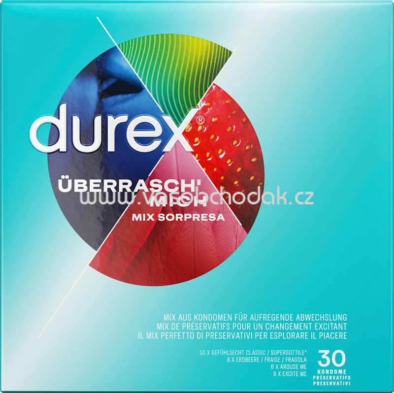 Durex Kondome Mix Überrasch' Mich, Breite 52, 53 & 56mm, 30 St Durex Kondome Mix Überrasch' Mich, Breite 52, 53 & 56mm, 30 St