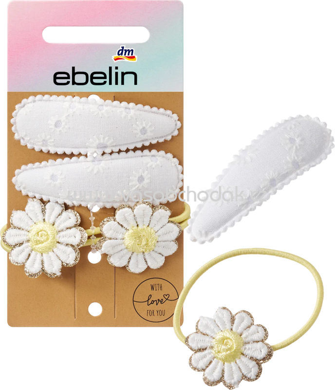 ebelin Haarclips & Haargummis Gänseblümchen weiß, 4 St ebelin Haarclips & Haargummis Gänseblümchen weiß, 4 St