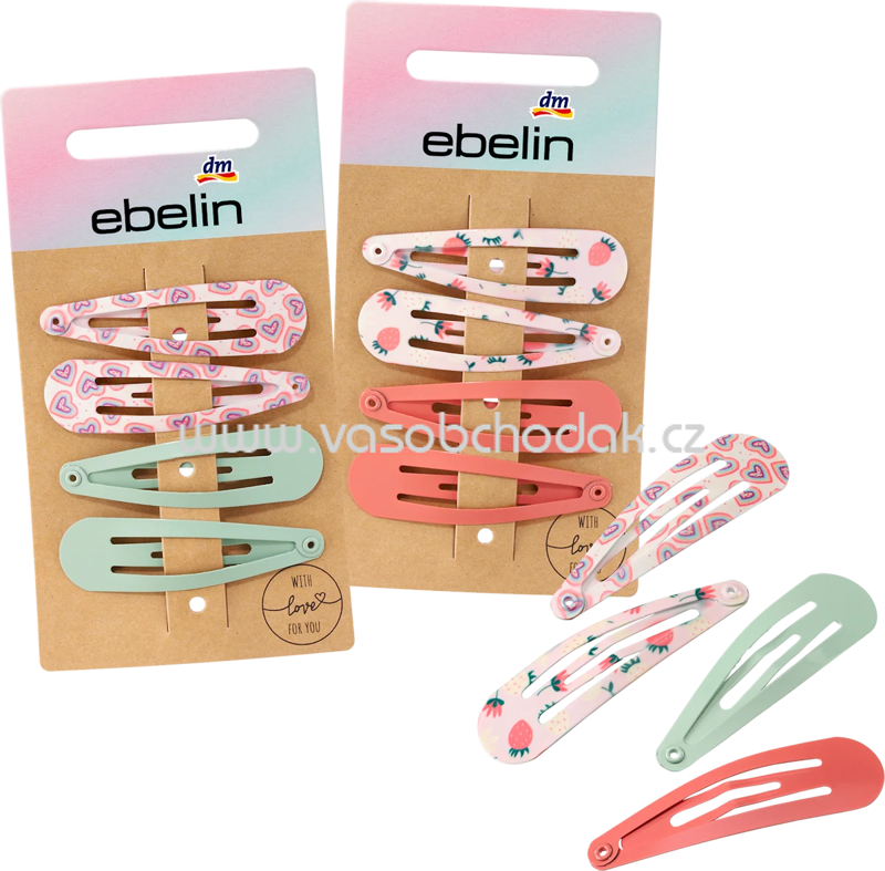 ebelin Haarclips Herzen/Erdbeeren, 4 St ebelin Haarclips Herzen/Erdbeeren, 4 St
